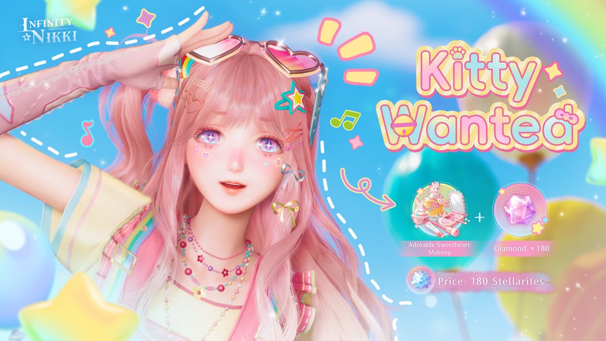 InfinityNikkiEN's tweet photo. ♾ Version 2.7 Where Stars Yearn | New Arrivals in the Store

Event Duration
After the Version 2.7 update – July 16, 2026, 12:49 (UTC-7)

🎉 New Arrivals in [Store > Starlit Summer]
● Heartflip Strike
Spend only 180 Stellarites to get [Adorable Sweetheart: Makeup] and [180 Diamonds]! Under the starry night sky, a cute little cat leaps into her arms, beginning an adventure shared only between the girl and her feline companion.
● Momo Spotted
Spend only 330 Diamonds to get the dress [Giant Momo]. Who could say no to Momo, with his snow-white fur and maximum fluffiness?

🎉 [For This Moment]
The new luminous collection [Brilliant Starwish] is now available for a limited time!
During the event, purchase to obtain: Decoration [Dreamweaving Moment] and [Revelation Crystal] *8. Step onto the stage and let countless stars illuminate the shining steps, where even a fleeting moment feels almost eternal.

🎉 [Heart Drift]
During the event, after paying to unlock [Cerulean Poetry], the corresponding rewards for the total login days will be automatically unlocked. If you have already logged in for 5 days, you can claim all rewards at once.
The rewards include the headwear [Drifting Bloom], the gloves [Seaward Blossoms], the face decoration [Dreamsea Glow], and the pose [Adjusting Glasses].

🎉 [Tender Thanks]
During the event, you can go to [Store > Tender Thanks] to purchase the following:
● The [Azure Breeze Pack] includes [Revelation Crystal] *50 and Bling *50,000.
● The [Shimmering Wave Pack] includes [Starbound Journey Exclusive Revelation Gem] *50 and Bling *50,000.
● During the event, purchase all packs on this page to receive Monthly Gifts *1 and Energy Crystal *1 as a bonus.
Note: [Starbound Journey Exclusive Revelation Gem] can only be used for limited-time Resonance during Version 2.7: [Where Stars Yearn]. After Version 2.7 ends, they will be automatically converted into [Resonite Crystals] at a 1:1 ratio.

🎉 Featured Packs Update
● During the event, you can go to [Store > Featured] to purchase Starbound Resonance Packs, which include [Revelation Crystals] and [Blings].
● The limited "Timeflow Prism Packs" featuring dyeing materials are available in "Store > Featured."

♦ Some makeup shown in the image is for reference only. The outfit's in-game presentation may vary.

——
➤ Infinity Nikki Version 2.7 Where Stars Yearn launches globally on June 23 (UTC-7)!
➤ Download Now: https://t.co/soaPebzlY9
➤ Join us on Reddit: https://t.co/UR9NZYpZZX
#InfinityNikki
#WhereStarsYearn