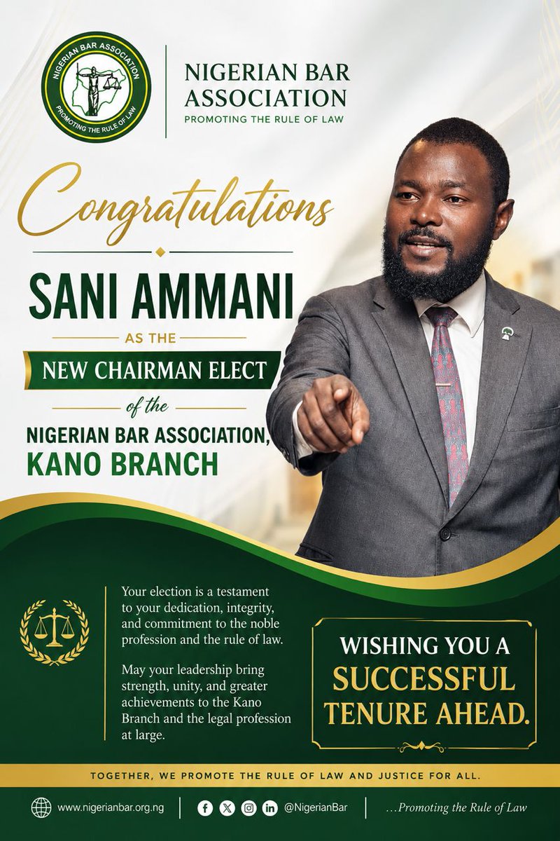 Elpapa124's tweet photo. Congratulations to the brand new chairman of the NBA Kano Branch. My good friend Sani Ammani Esq https://t.co/9k77DOMVPD