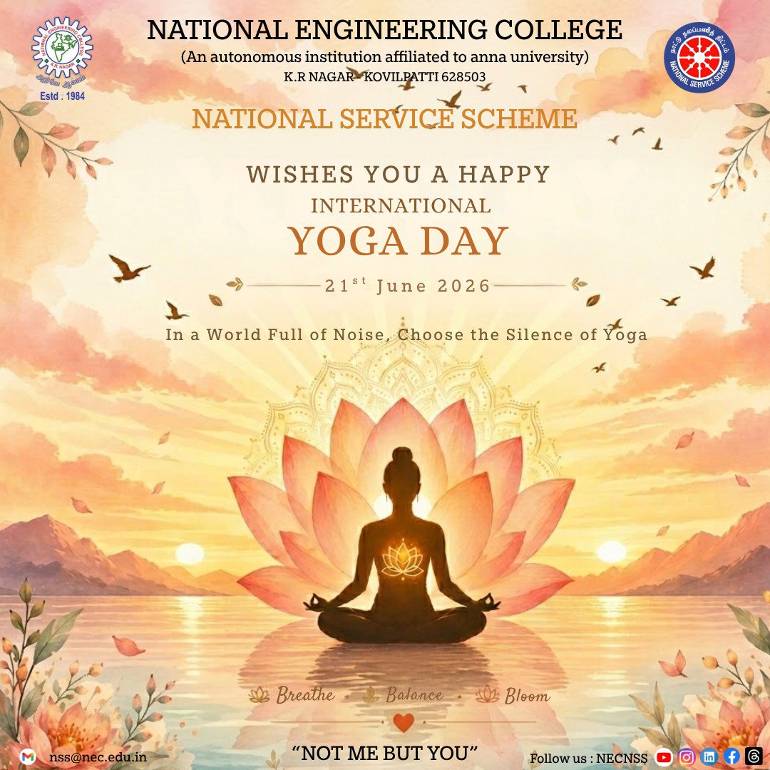 necnss's tweet photo. 🧘‍♀️ International Yoga Day 💚✨

Yoga is the journey of the self, through the self, to the self. 🌿

May this International Yoga Day inspire us to embrace a healthier lifestyle, cultivate inner peace, and strengthen the harmony between mind, body, and soul💚 https://t.co/nyuryTfXUH