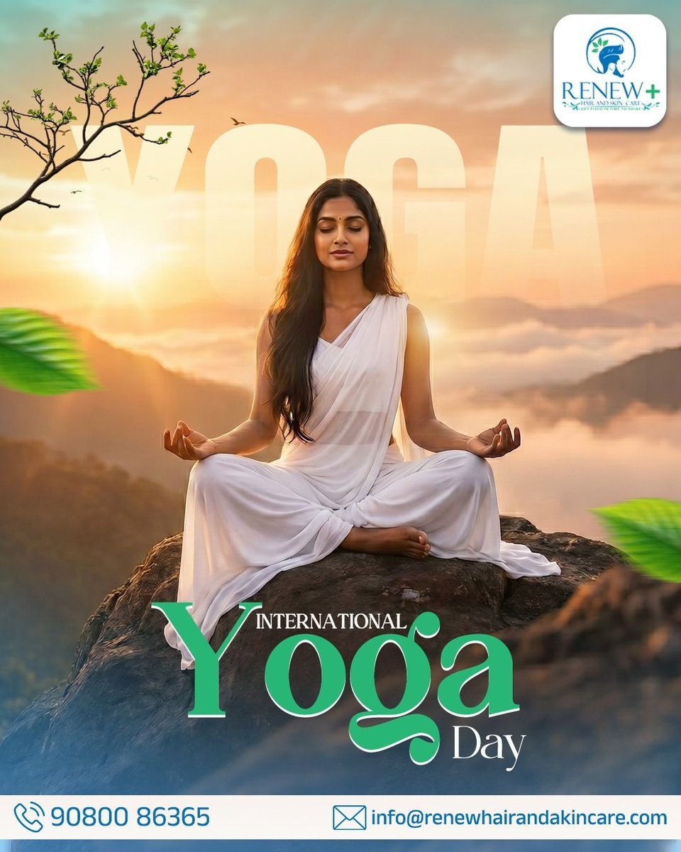 Renewplus_HS's tweet photo. 🧘‍♀️ Balance your mind, body, and soul this International Yoga Day.
A healthy lifestyle is the first step toward healthy skin and hair. 🌿

#InternationalYogaDay #YogaForWellness #HealthyLifestyle #RenewPlusHairAndSkinCare https://t.co/cweRAtuZYo