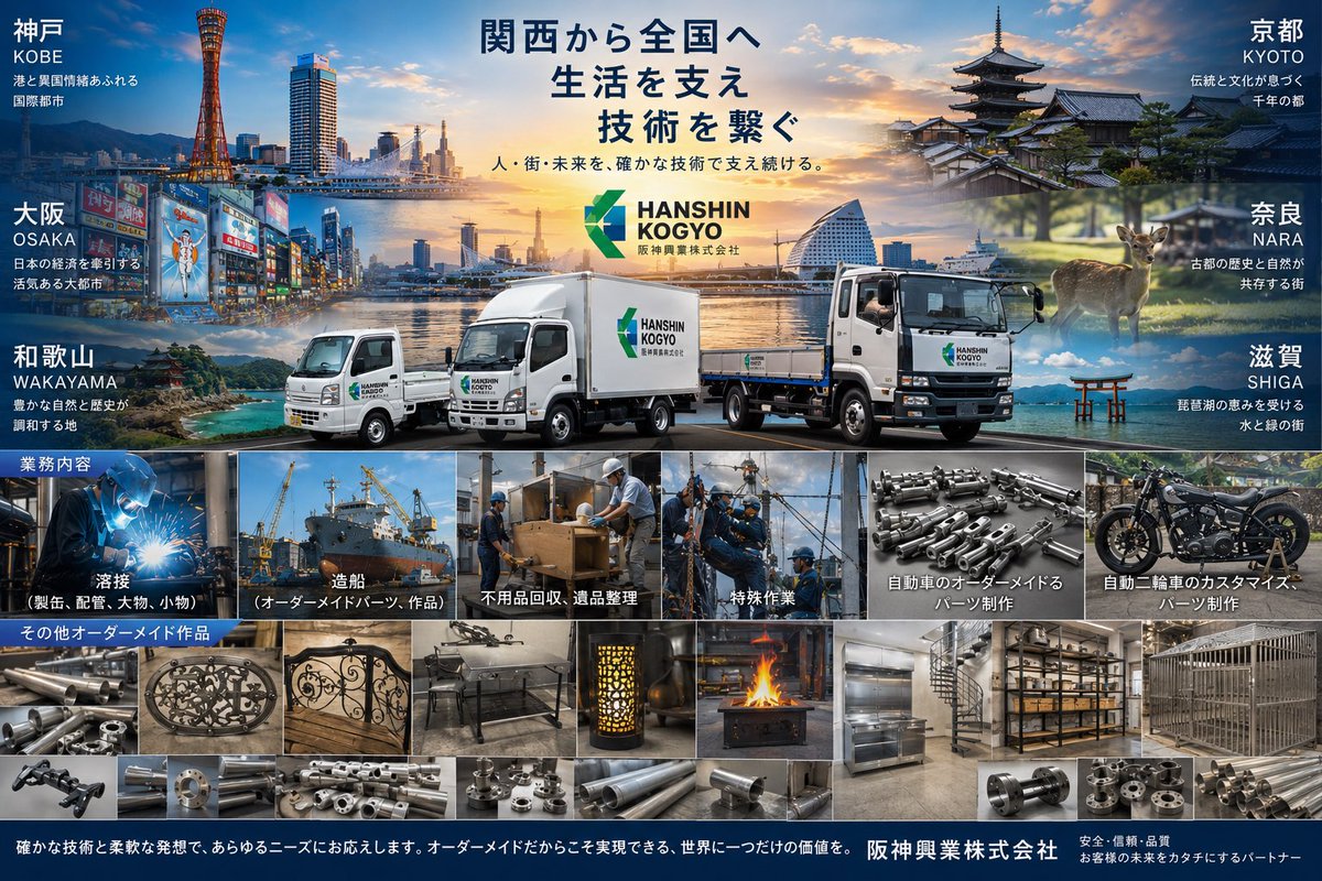 阪神興業 【公式】 不用品回収、遺品整理、特殊清掃、溶接、オーダーメイドパーツ製作 (@HANSHIN_KOUGYOU) / Posts / X
