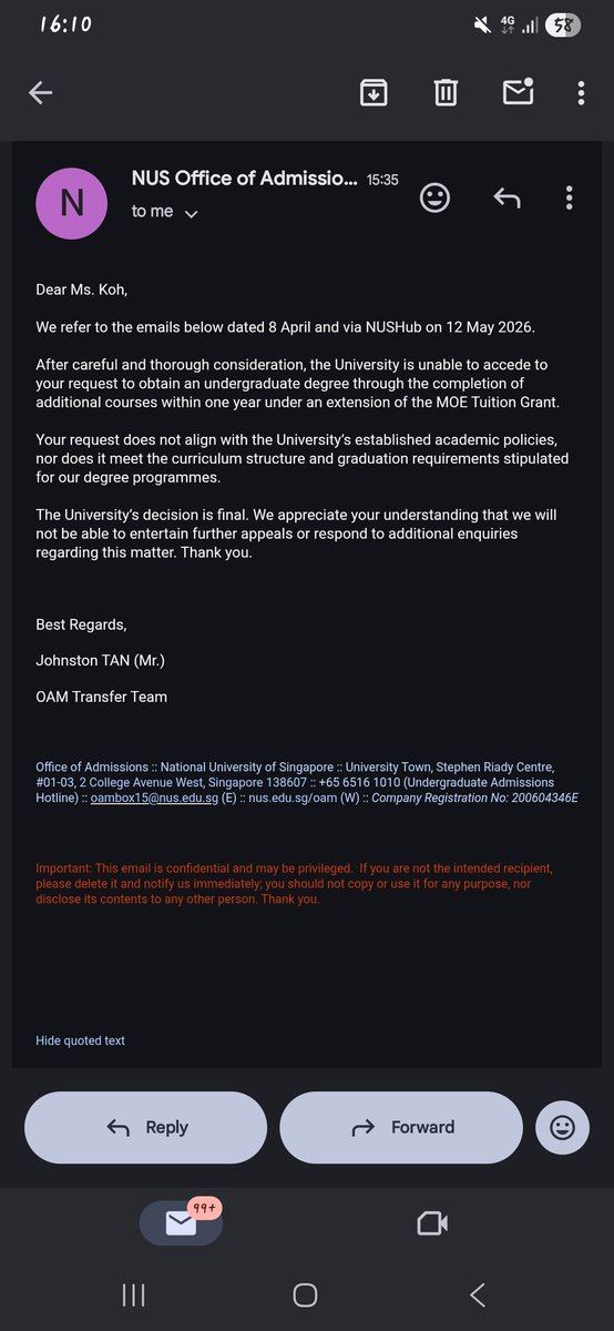 ee_sian's tweet photo. @SingaporeCourts @NUSingapore Look how #timid @NUSingapore is when they replied: straight away cut off our #correspondence without directly answering to any of what I wrote!
They can't even map their own @NUSingapore subjects from their own @NUSingapore #PASS transcript!
What a pussy #coward ! https://t.co/x55OwgHxHT