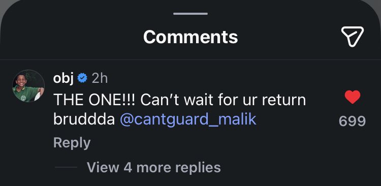 RagingGiantsFan's tweet photo. OBJ in the comments of the NFL posting Malik Nabers 

Leek + OBJ bouta do numbers 🎯🔥

#NYGiants #NYG #BigBlue #NFL https://t.co/k33OvfScgl
