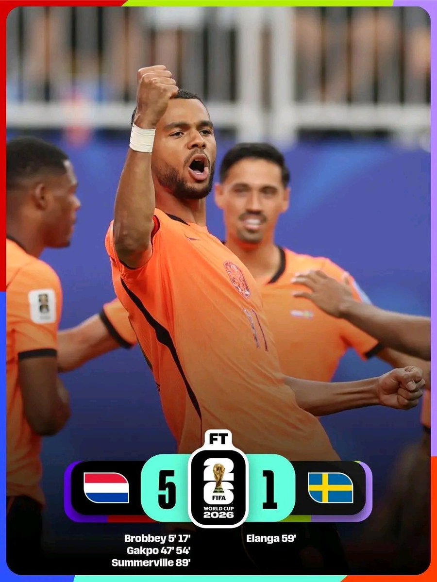 GABINFO3's tweet photo. *G-SPORTS*⚾🥎🏀⚽🏈

*INFO-MONDIAL* 2️⃣6️⃣

*GROUPE F*              *Points*
 Pays bas                         4
 Suède                              3
Japon                               1
Tunisie                             0

*Les résultats du jour*

 Pays bas vs Suède 5 - 1 https://t.co/M5vUd4NfnD
