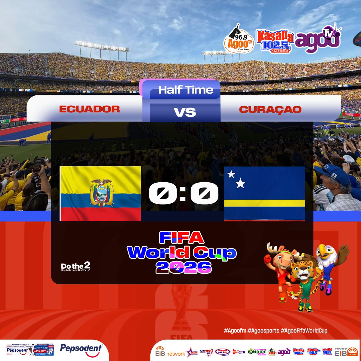 agoofmgh's tweet photo. Half Time ...
Ecuador vs Curaçao

#Agoofm #Agoosports #AgooFifaWorldCup #EibSports #Pepsodent https://t.co/l8k6oDv0VH