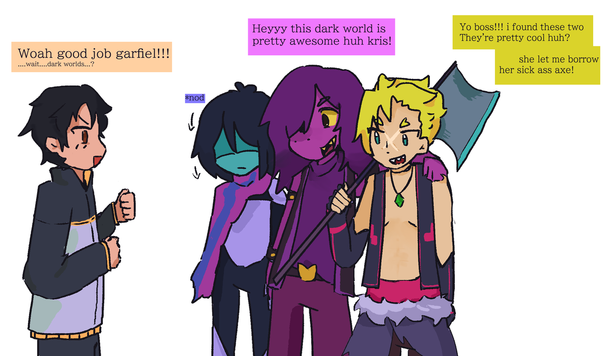 PE0NYRAIN's tweet photo. fun gang meets.... huhh? 1/2
#rezero #deltarune https://t.co/PFlACJ6pmi