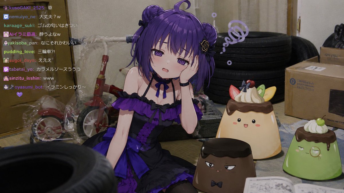 puyanoon's tweet photo. ゴムの匂いで酔っちゃうのかわいそうだけどかわいいの～ん🎀🛞💜
三輪車つよつよになったね～ん🥰✨ https://t.co/gW5OGaSQrb