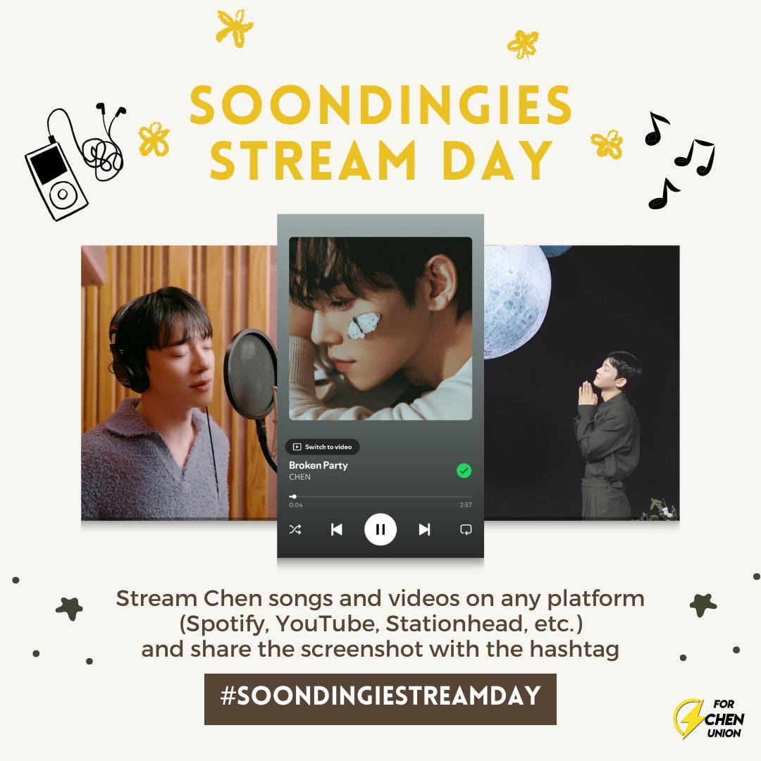ForChenUnion's tweet photo. Happy Weekend, it's Soondingies Stream Day 🫶

Let's stream #CHEN songs &amp; videos that you like, and share your screenshot with the hashtag #SoondingieStreamDay https://t.co/7fiCdcyzDy