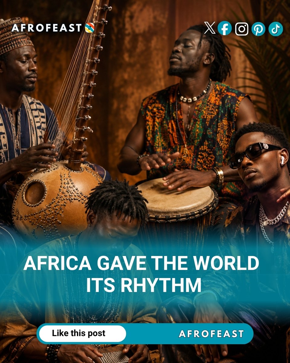 afrofeast's tweet photo. Happy World Music Day. Jazz. Blues. Rock. Hip-hop. Afrobeats. All trace their roots to Africa. Africa gave the world its rhythm. 🎵🌍 

#WorldMusicDay #Afrobeats #AfricanMusic https://t.co/SdUS6QdCqw
