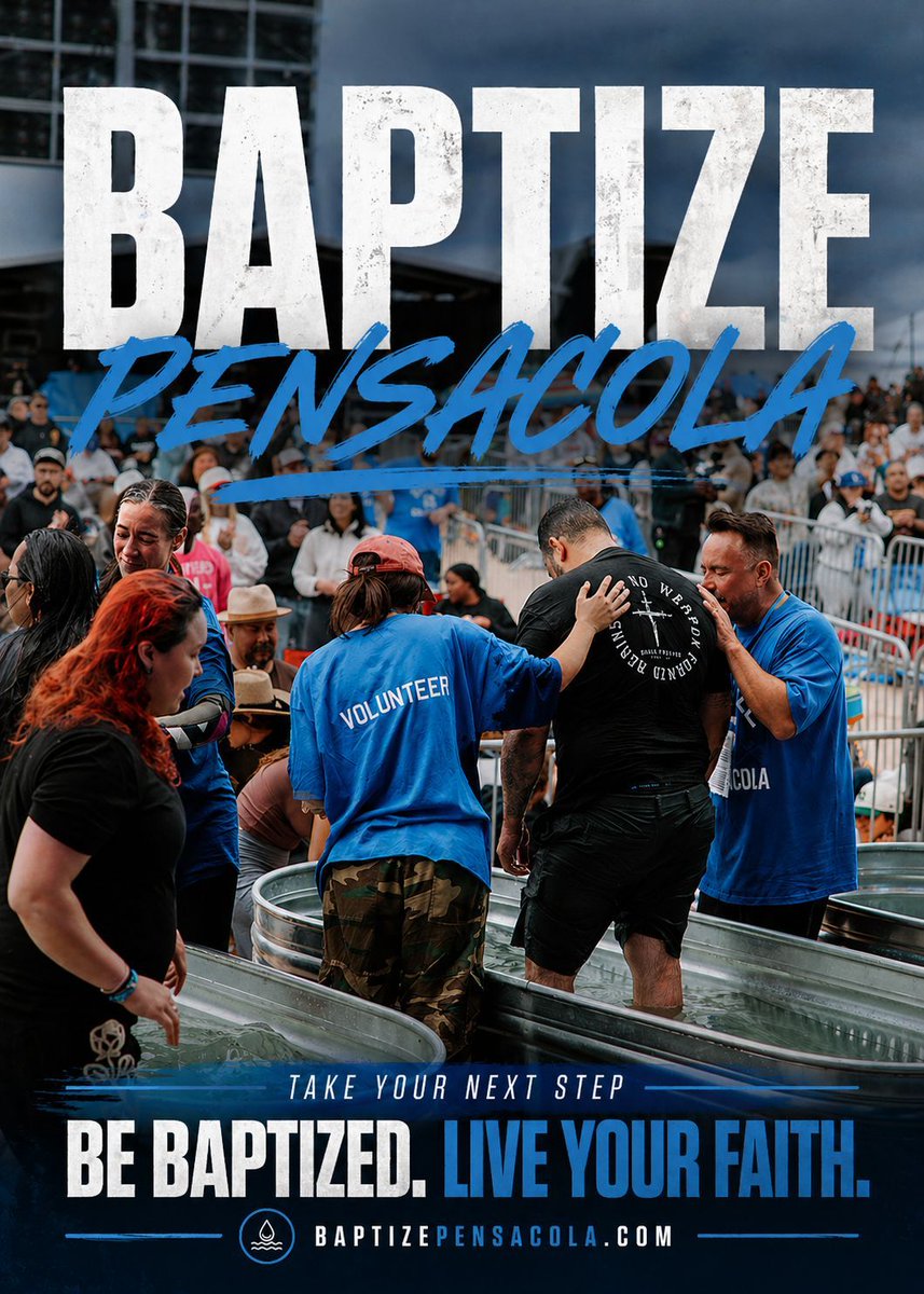 Greglancaster's tweet photo. Be there.
Be Baptized.
Volunteer.
Celebrate.
📍 May 24 | 9:00 AM
📍 Pensacola Beach
Sign up: https://t.co/TSBcMfDVwn
Don’t wait.
#BaptizePensacola #BaptizeAmerica #BeThere #NoExcusesAccepted #PensacolaBeach #Jesus #FaithAction #ChristianEvent https://t.co/rMffN55alR