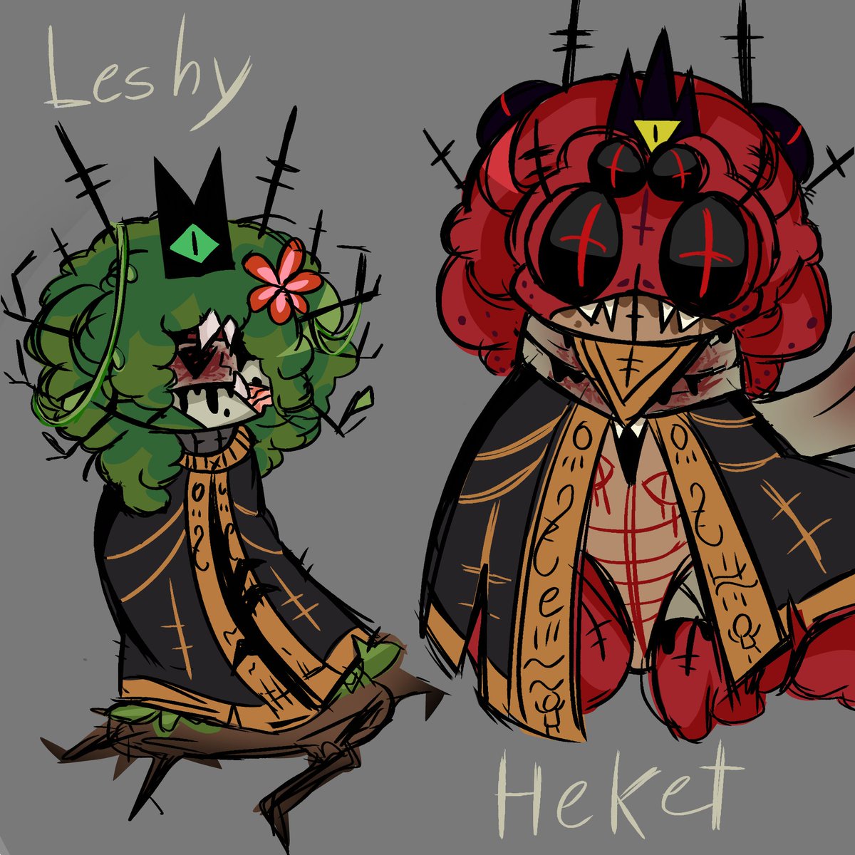 Patty101314's tweet photo. Yup I just drew them have hair (btw Leshy as female ver) #cultoflamb https://t.co/qB3Tj8hIDW