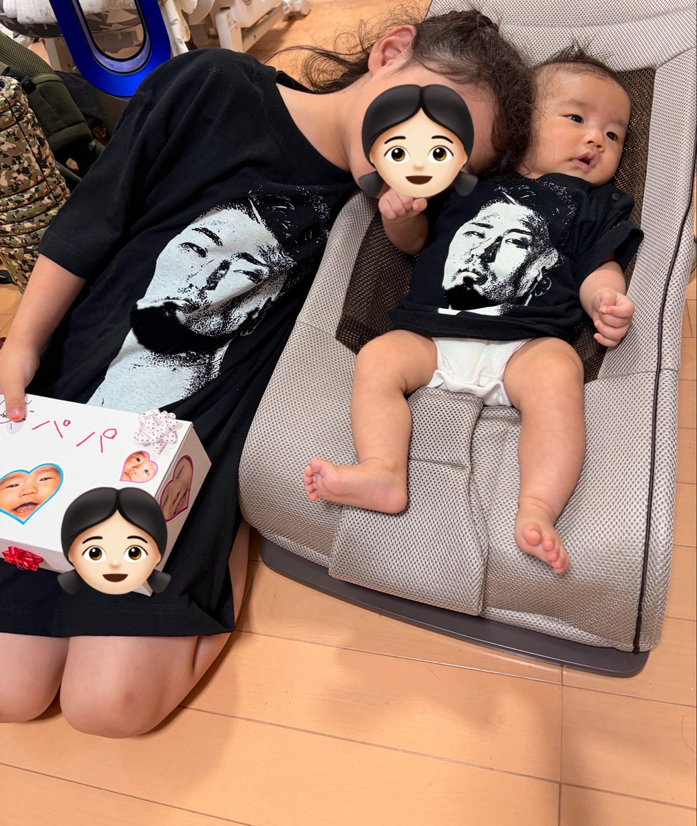 xutianyouyi's tweet photo. 今日は父の日🧔🏻‍♂️
頓宮の髭Ｔを着て感謝を伝えたナナとセナ👧🏻👶🏻💓
ダンスにも髭Ｔを着て参加😎⭐️ https://t.co/a7eAyFcKs3
