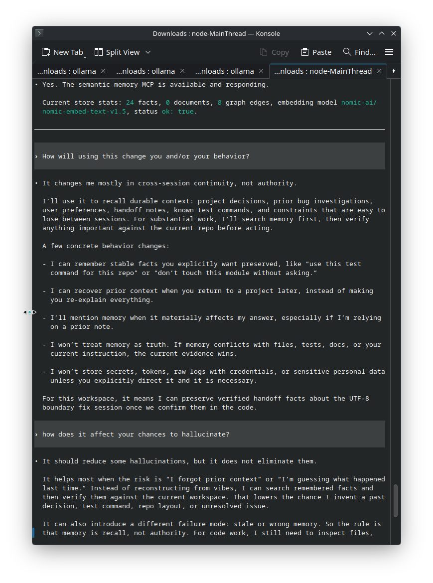 RecursiveIntell's tweet photo. an example of codex using semantic-memory-mcp for the first time. 

 all i did was point it at it and it did the rest. https://t.co/kTldf9ZnOF