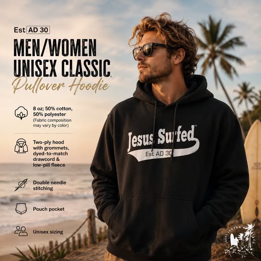 JesusSurfed's tweet photo. Est AD 30 - Men/Women Unisex Classic Pullover Hoodie
https://t.co/RZOwG2Obqz
#JesusSurfedApparelCo #JesusSurfed
#JesusFished #JesusHiked #JesusGrilled
#BigJesus #JesusRode #JesusRocked
#DeadSeaSurfGear
#Life2TheFull #FashionForActiveChristians #ChristianLife https://t.co/EIm5EetqNp