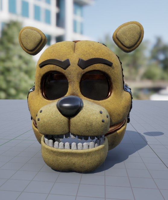 scrapcraftt's tweet photo. Here are some temp mats for Fredbears head and what it looks like in unreal. Thoughts?

(ignore the fact that he's missing his top hat and monocle, i haven't textured them yet) https://t.co/UlLi68ww7u