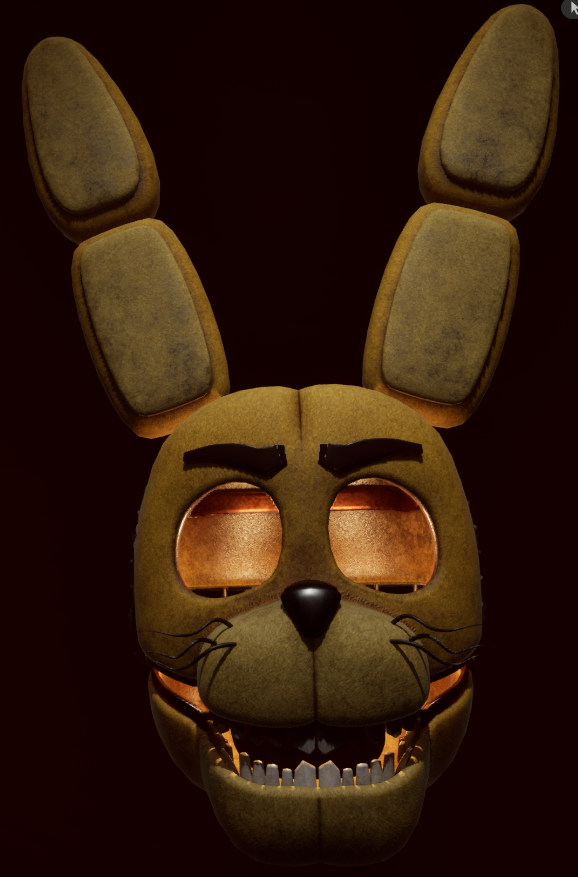 scrapcraftt's tweet photo. Here are some temp mats for Fredbears head and what it looks like in unreal. Thoughts?

(ignore the fact that he's missing his top hat and monocle, i haven't textured them yet) https://t.co/UlLi68ww7u