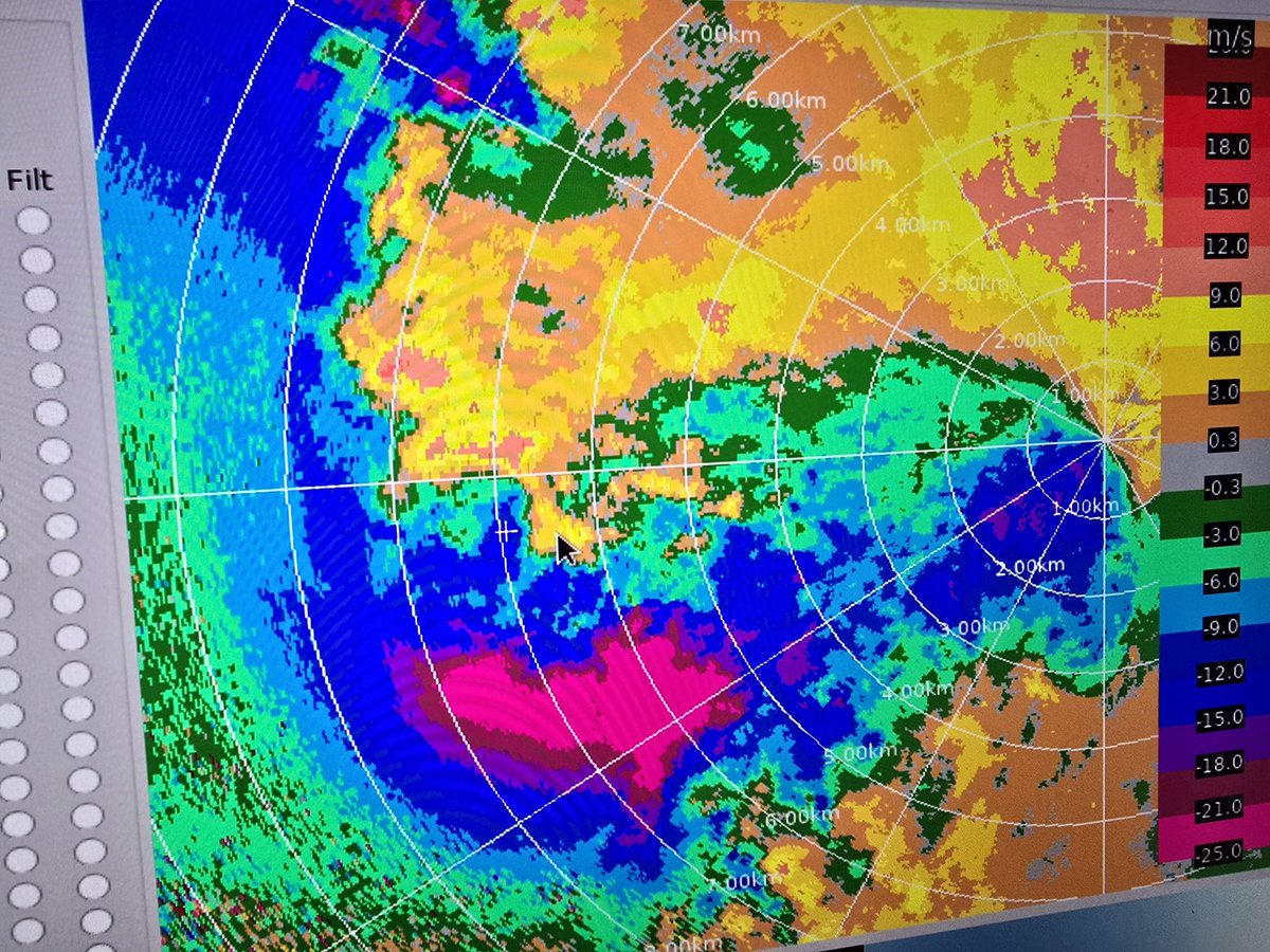 DOWFacility's tweet photo. A lot of small spins in the big spin…scanning the storm near Hoxie, KS.  (Images from about 1955 CDT). #kswx https://t.co/LpPEA0LqeB
