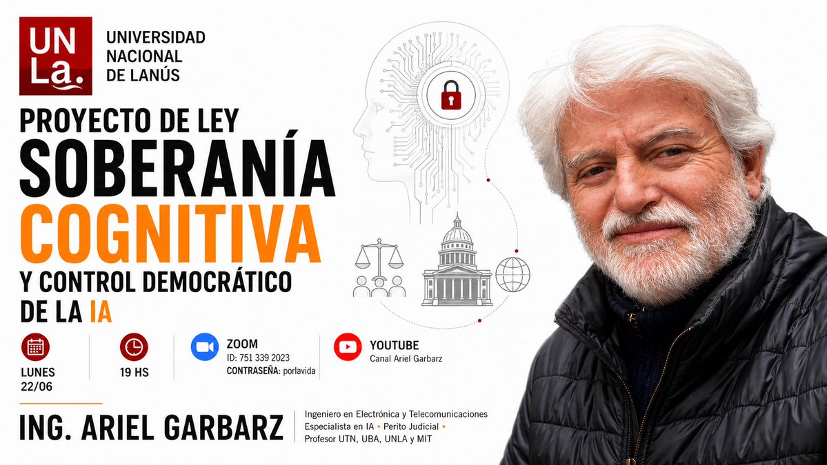 GarbarzAriel's tweet photo. los espero este lunes 22 19hs por zoom ó youtube . Tenemos que militar en todos los ámbitos  este tipo de proyectos , especialmente con los legisladores de la “casa del pueblo” , el Congreso de la Nación, para frenar al gobierno y a las corporaciones que eligieron nuestro país para su experimento de IA  tecnofeudal que avanza cada día sin resistencia alguna.