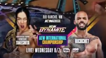 TheDrainmaker's tweet photo. Konosuke Takeshita vs Ricochet is happening next Wednesday for the AEW International Championship!!!

DYNAMITE IN RIO RANCHO. 🔥🔥🔥 https://t.co/tfBVxQPyAh