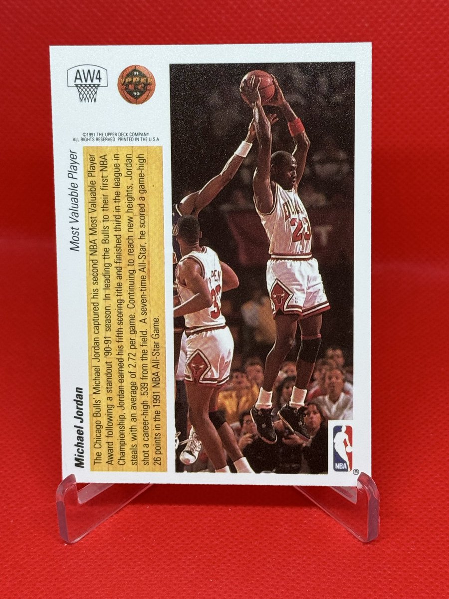 the_card_grove's tweet photo. 1991 Upper Deck Basketball Michael Jordan MVP Hologram. In 1991 this was an absolutely insane card to pull, Upper Deck revolutionized the card game when they introduced the holographic. One of the of the coolest 1990’s basketball card inserts. #thehobby #90sbasketball https://t.co/LW292ABqJZ