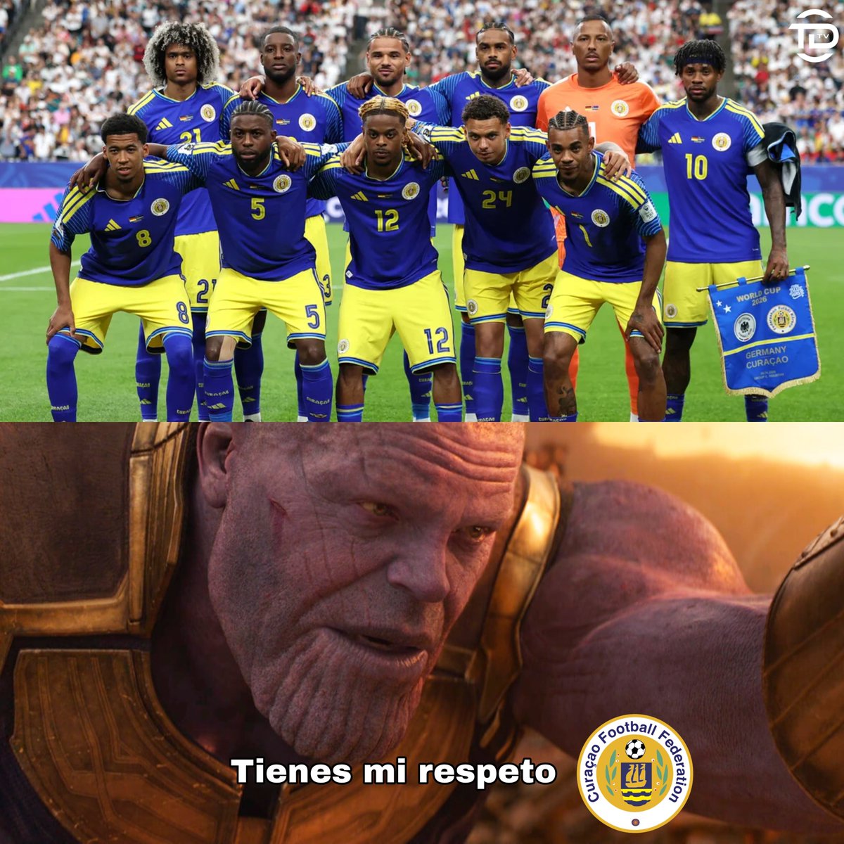 tdtvhn's tweet photo. Yo viendo como Curazao🇨🇼 se recuperó del 7-1 contra Alemania y fue a sacar el primer punto de su historia en un Mundial contra una selección de Conmebol.

Bendito sea la Copa del Mundo. https://t.co/UGsMjWUBWv