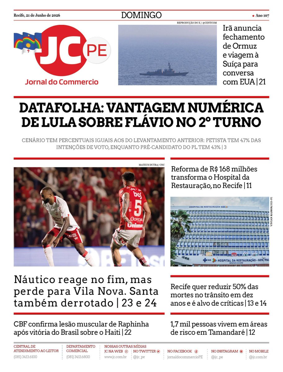 jc_pe's tweet photo. #jc_pe Confira as notícias deste domingo (21). #Capa #JC #jornaldocommercio
https://t.co/sxZgf3zTek
 digital https://t.co/EC9mx3q3nZ