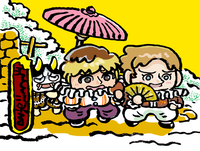 がんばれゴエモンのイラスト描く。琉球の異人さんたち。