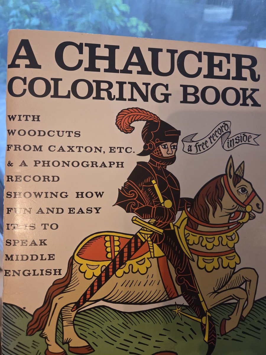 SketchesbyBoze's tweet photo. Obsessed with this Canterbury Tales coloring book (1973) with excerpts from the original Middle English. https://t.co/mNbqPkb31F