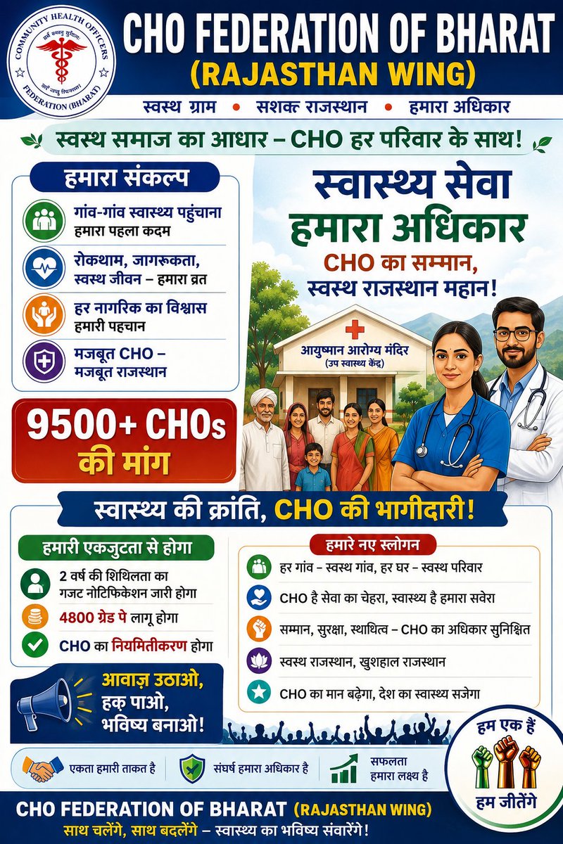 shankarbishno9's tweet photo. 🧘‍♂️ योग शरीर को स्थिरता देता है, लेकिन CHO साथियों का भविष्य आज भी अस्थिर है।

राजस्थान के हजारों सामुदायिक स्वास्थ्य अधिकारी वर्षों से ग्रामीण स्वास्थ्य सेवाओं की रीढ़ बने हुए हैं।
इस #InternationalYogaDay पर हमारी मांग है—

✅ CHO का नियमितीकरण

#PermanentCHOs
#permanentCHOs , https://t.co/SFhUKDqxhK