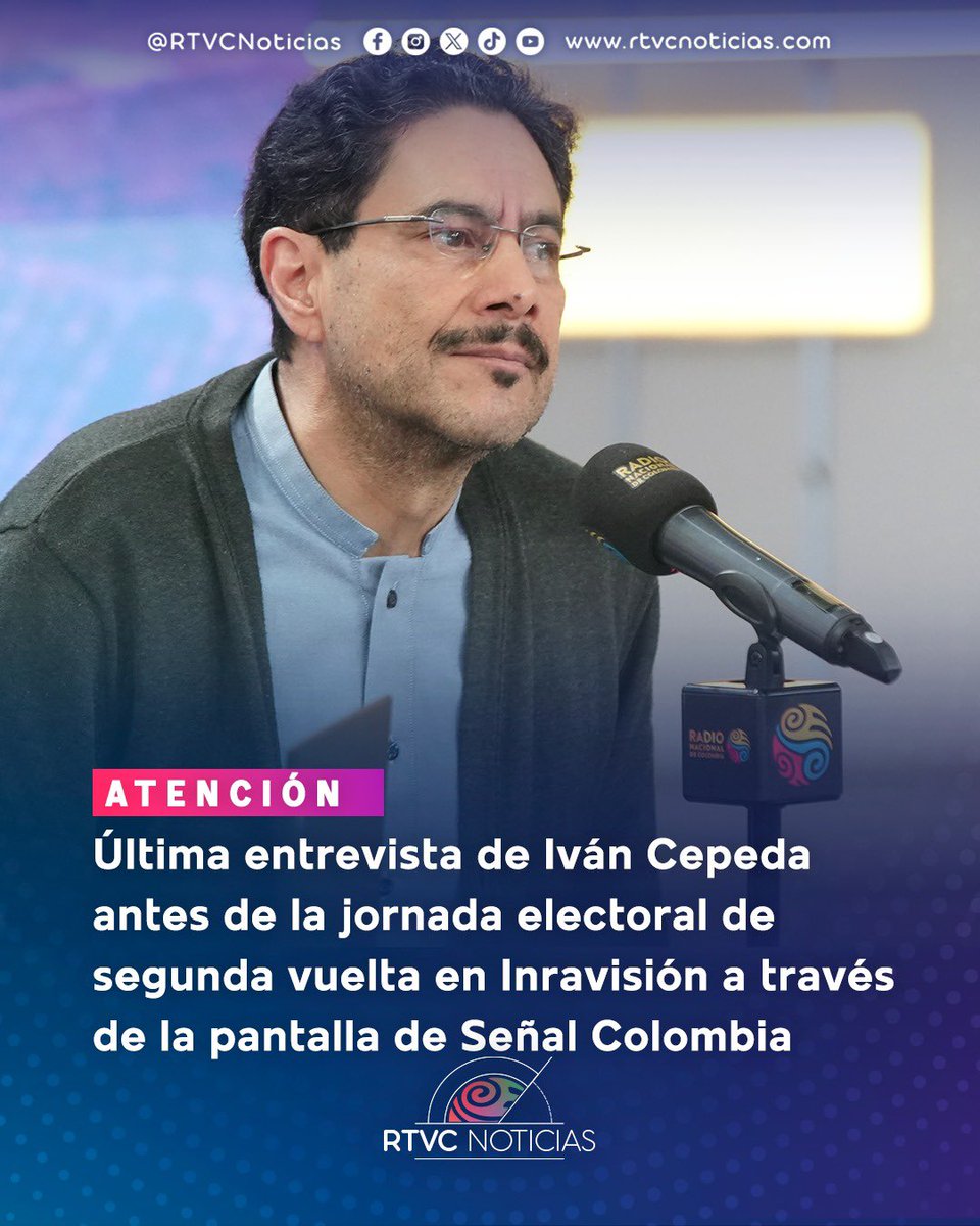 HOLLMANMORRIS's tweet photo. Atención! 

En minutos el candidato presidencial @IvanCepedaCast estará dando entrevista a @INRAVISIONco 

Véala por @SenalColombia y escúchela por @RadNalCo https://t.co/x32YsuIvQA