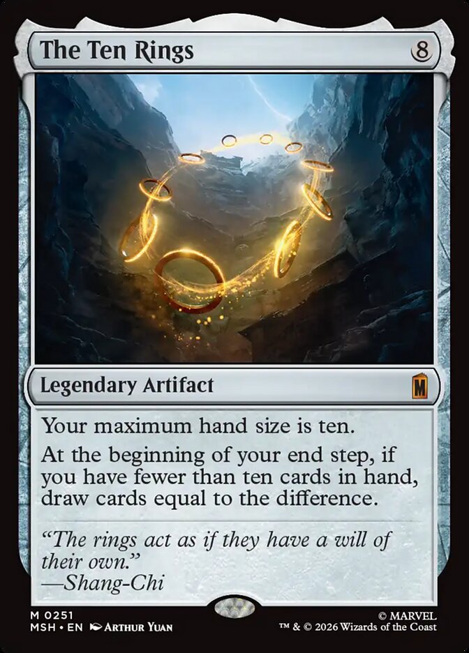 vognercharking's tweet photo. Did the prerelease for the Marvel #MTG set. I got some great cards but ultimately went for dimir villians since I opened multiple copies of Doom Reigns Supreme. I went 0-3 but I got to draw my whole deck twice thanks to The Ten Rings!! https://t.co/DddNVDmt31