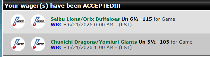 ENVY_Bets's tweet photo. #NPB ACTION (6.20 @ 11pm): JUST WIN BABY
- ALGO generates it's first Japanese grades
- Share, analyze & review w/ #GamblingX King of NPB @ScottFosterLock
- FIRE on aligned plays
Game 1: u6.5 ($144 : $125)
Game 2: u5.5 ($153 : $150)
#NPBPicks TOTAL: 2-3 / Risk: $1,030 / +$20 https://t.co/AGJLcFq7xZ