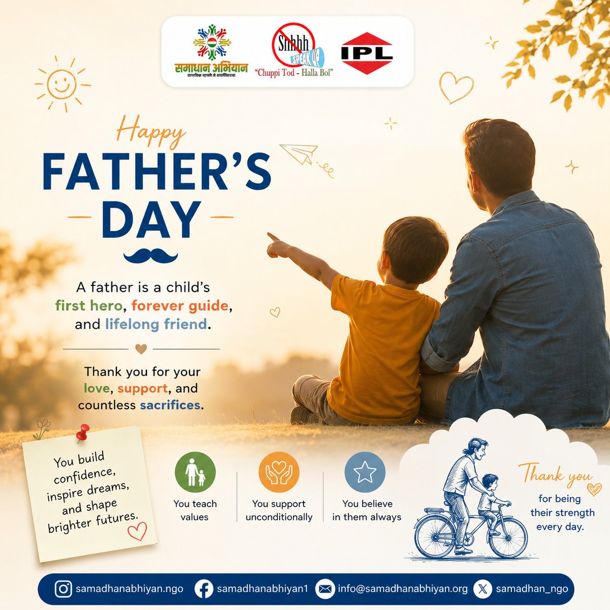 Samadhan_ngo's tweet photo. Happy Father’s Day

#FathersDay #HappyFathersDay #Fatherhood #ParentingWithLove #SamadhanAbhiyan https://t.co/HRljYFNWpW