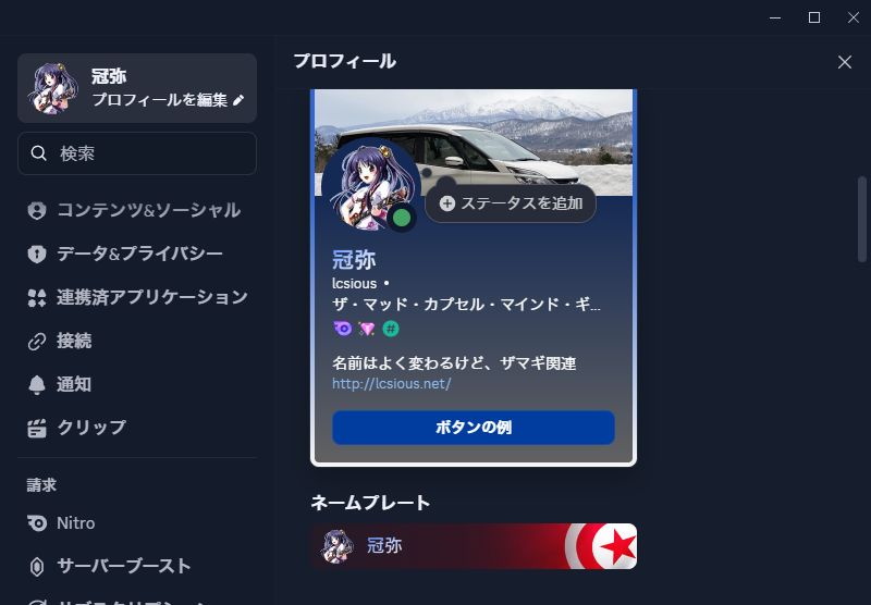 lcsious's tweet photo. discordのネームプレートをチュニジア仕様にしたらキャプテン・アメリカっぽいの面白い。 https://t.co/ddR4t1A1oZ