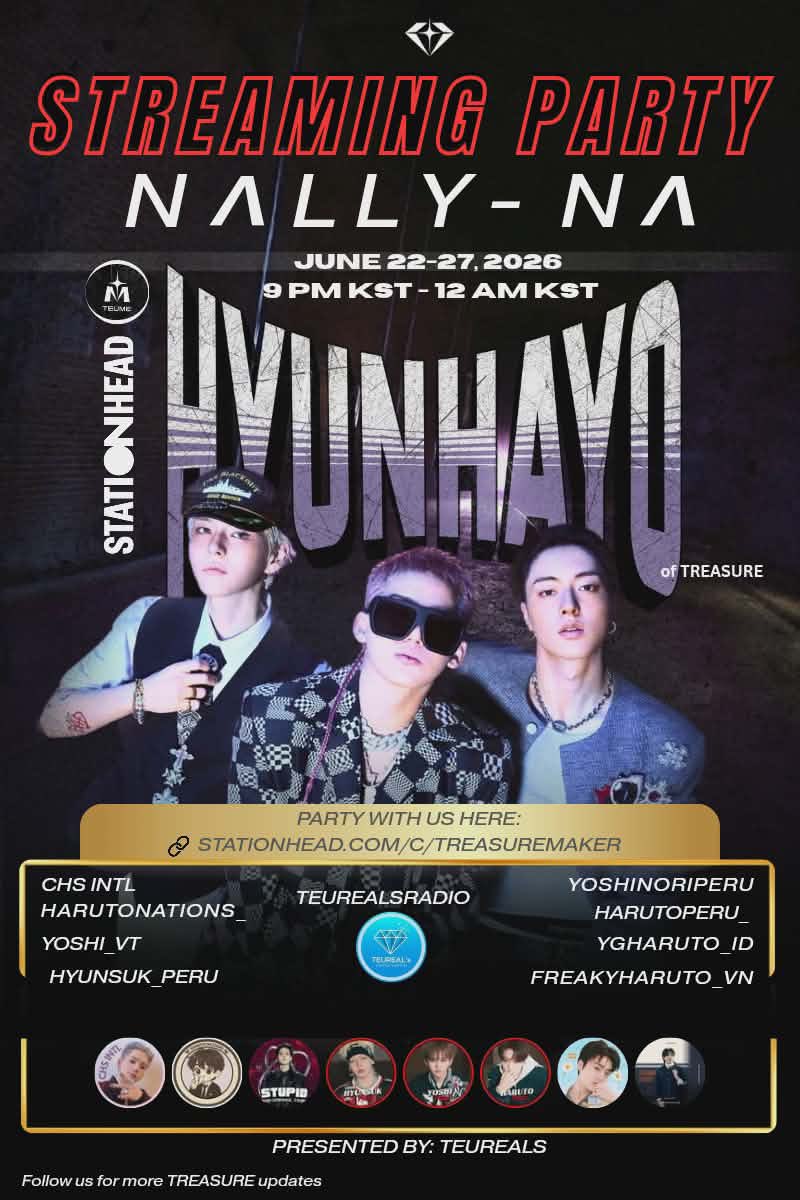 teureals's tweet photo. 📢 HYUNHAYO SPECIAL STATIONHEAD STREAMING 

Get ready for six nights of streaming, fun, and unforgettable moments!🤘💎

🗓 June 22–27 
🕘 9:00 PM – 12:00 AM KST
📻 https://t.co/sULY83tqZC

TEUMES, no matter where you are in the world, let's come together as one fandom to support HYUNHAYO's music! 🌎🩵

✨ Mark your calendars and don't miss a single session!

𝗪𝗘 𝗦𝗧𝗥𝗘𝗔𝗠 𝗧𝗢𝗚𝗘𝗧𝗛𝗘𝗥. 𝗪𝗘 𝗚𝗥𝗢𝗪 𝗧𝗢𝗚𝗘𝗧𝗛𝗘𝗥. 𝗪𝗘 𝗦𝗨𝗣𝗣𝗢𝗥𝗧 𝗛𝗬𝗨𝗡𝗛𝗔𝗬𝗢 𝗧𝗢𝗚𝗘𝗧𝗛𝗘𝗥. 𝗦𝗘𝗘 𝗬𝗢𝗨 𝗢𝗡 𝗧𝗛𝗘 𝗟𝗜𝗩𝗘 𝗥𝗢𝗢𝗠! 💎🎧

1 DAY TO NALLY NA
#HYUNHAYOisComing
#HYUNHAYO #TREASURE 
@treasuremembers @ygtreasuremaker