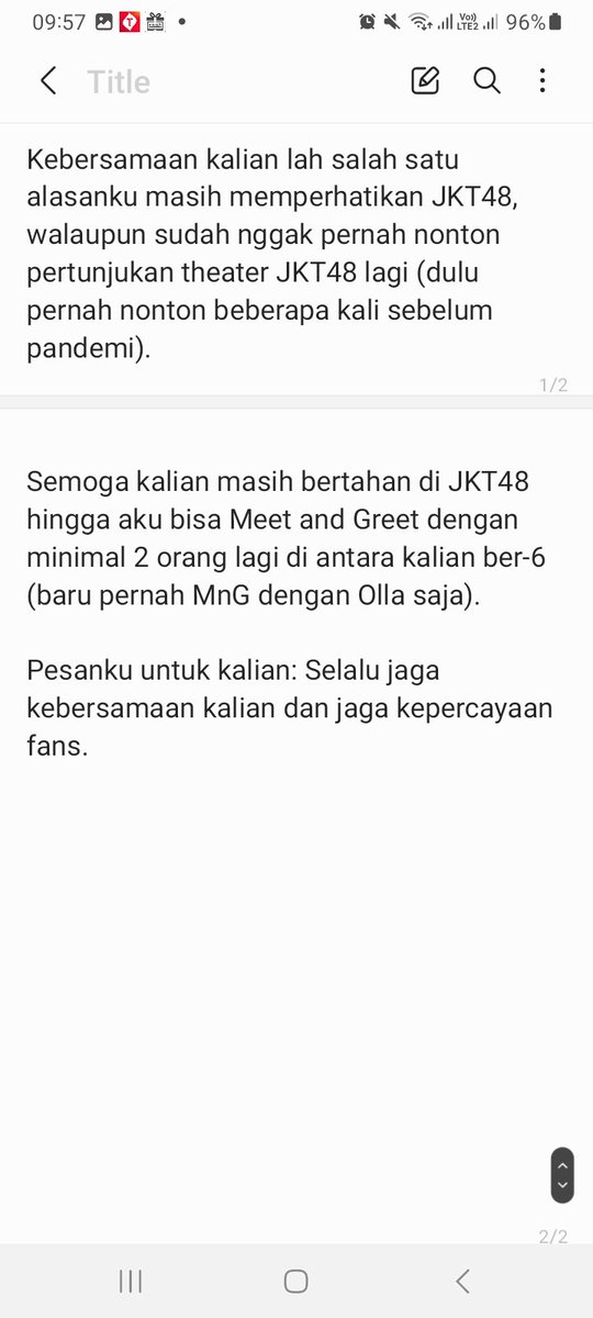 ficha_8910's tweet photo. Ikutan for the 1st time meskipun nggak punya oshi lagi di JKT48

Aku harap kalian membaca tulisanku ini di waktu senggang @Freya_JKT48 @C_JessiJKT48 @A_MutheJKT48 @A_ChristyJKT48 @F_OllaJKT48 @H_EliJKT48

#Apre21Oshi https://t.co/pJyrB2lNQ4