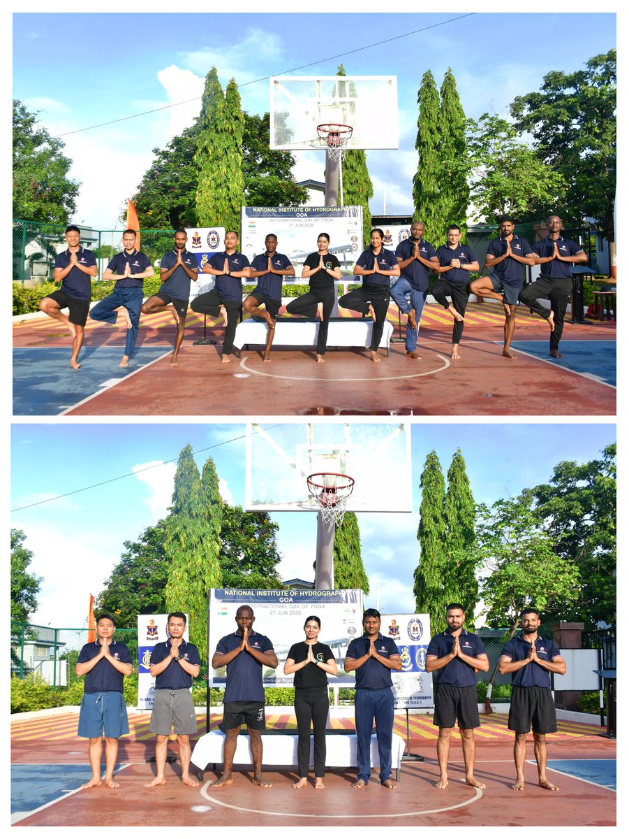 IN_NIH_GOA's tweet photo. #InternationalDayofYoga2026! 🧘‍♂️✨
@IN_NIH_GOA celebrated wellness, unity, and mindfulness. #NIH came together to mark the 12th International Day of Yoga, wherein staff and family members along with trainees commemorated the event. The perfect asanas and deep meditation created an environment  buzzing with positive energy, mental resilience, balance and vibrant health towards embracing this year’s theme, #YogaForHealthyAgeing, for lifelong vitality and strength!
#PreferredTrainingPartner
#Yoga365 #YogaForAll
@moayush 
@IN_HQSNC
@indiannavy 
@IndiannavyMedia