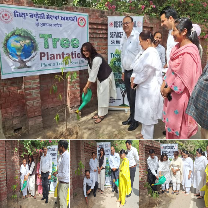 DLSASMS's tweet photo. On 22.05.2026:- Sapling planted by Ms. Jaswinder Sheemar, Learned District and Sessions Judge-cum-Chairman, District Legal Services Authority, Sri Muktsar Sahib along with judicial officers at outside of District Court Complex, Sri Muktsar Sahib. https://t.co/upGT7v8IG6