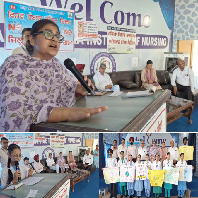 DLSASMS's tweet photo. On 29.05.2026:- Celebration of World No Tobacco Day at Saint Sahara Nursing College, Sri Muktsar Sahib where Secretary, District Legal Services Authority, Sri Muktsar Sahib made the youth aware about the ill effects of tobacco and drugs. https://t.co/6blNlccaQM