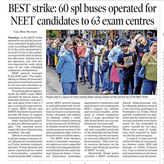 somitsenTOI's tweet photo. BEST bus strike continues for third day in Mumbai  on Sunday… https://t.co/69j3cuklTz