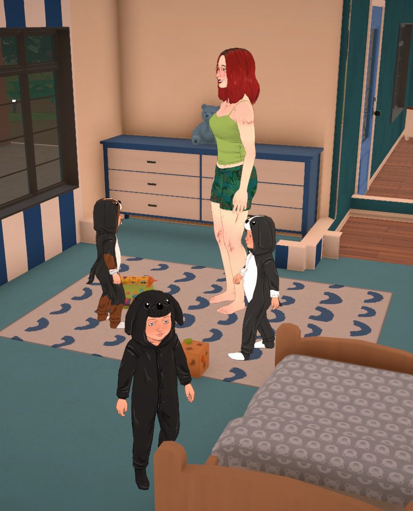 CtrlAltJessi's tweet photo. Three toddlers. 😵‍💫 They’re not even triplets. 😅 Thankfully, the oldest one will be a child in 4 days. 😮‍💨

#Paralives #ParalivesGameplay #CozyGaming https://t.co/YtiZwXRioC
