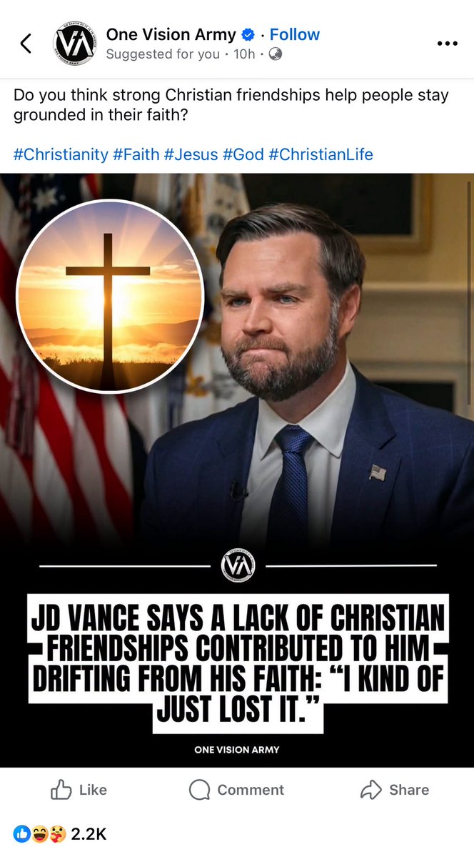 MaximumMilitia's tweet photo. JD Vance and these odd “Christian social pages”

There’s been a real increasing in generic social pages that promote so called “Christian” revival.  Don’t get realise the antichrist will say he’s “Jesus”?

The deception is close https://t.co/kKOw35mMsw