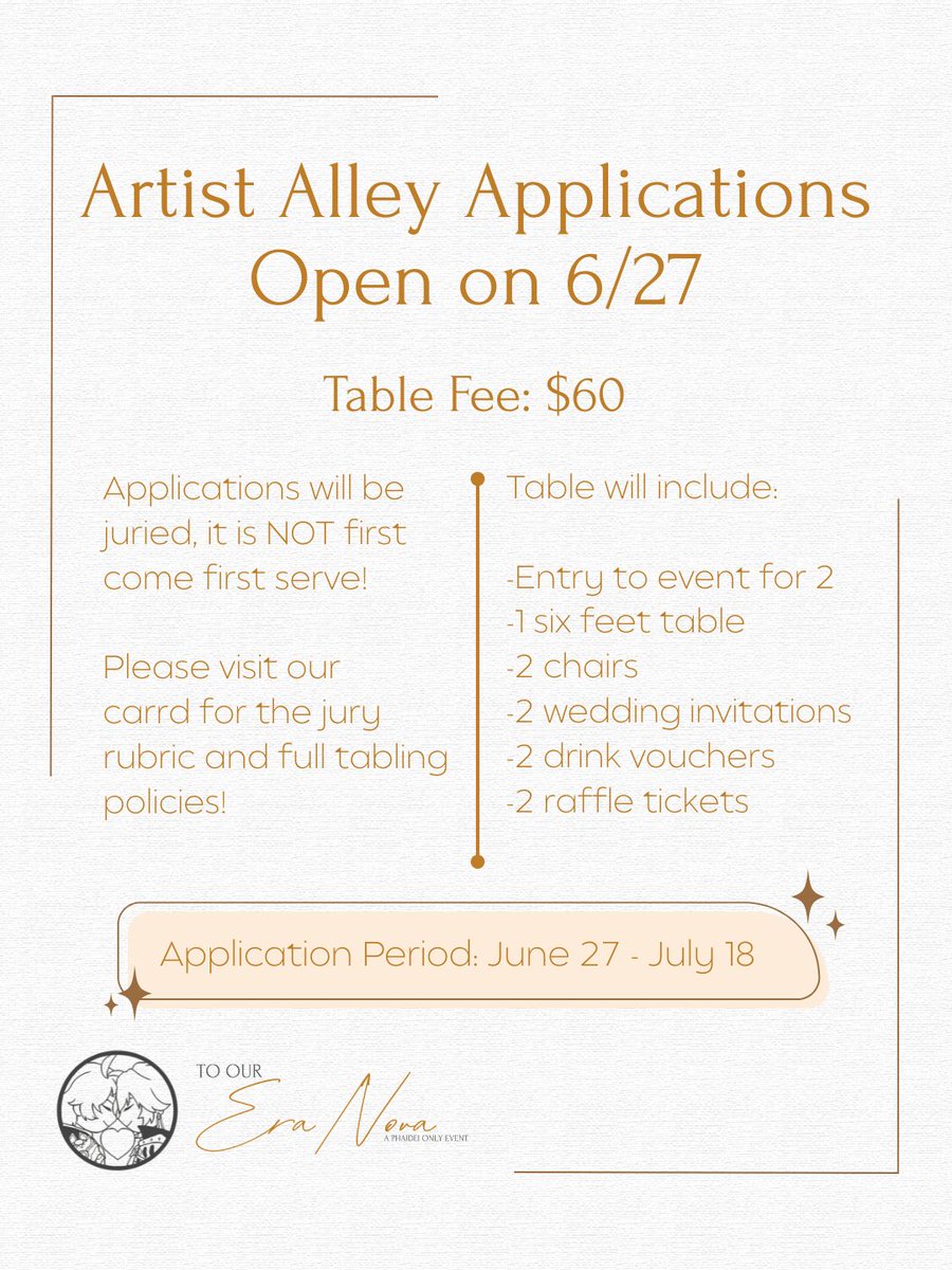 Phaideisocal's tweet photo. Let the wedding planning begin! 

Our Artist Alley applications for To Our Era Nova: A Socal Phaidei Wedding Event will be opening in one week! Please make sure to check out our carrd for all the important  info!

https://t.co/JRZW0lZ0dB

#phainon #mydei #ファイモス #厄敌 https://t.co/yAXThpLx1o