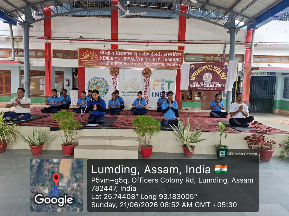kvlumding's tweet photo. International Yoga Day was celebrated with great enthusiasm at Kendriya Vidyalaya NFR Lumding. Students and staff participated actively, embracing the spirit of health, harmony, and well-being through yoga.
#YogaSangam
@EduMinOfIndia 
@KVS_HQ 
@GuwahatiKvs https://t.co/Mw0KMcYlVY