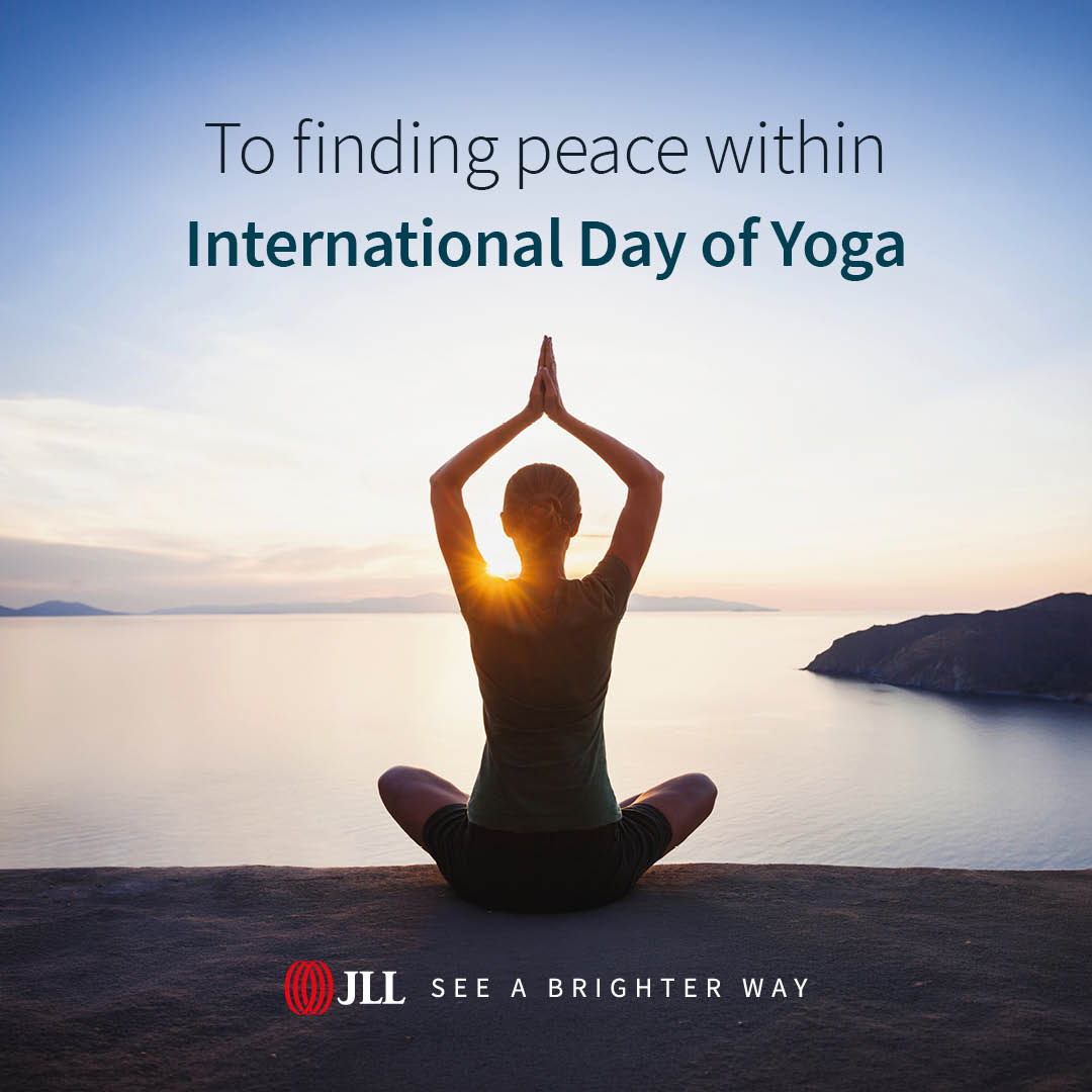 JLLIndia's tweet photo. A flexible body begins with a focused mind. Today, we wish you the harmony of body, mind, and soul with a practice that nurtures resilience, composure and holistic healing.

#YogaDay https://t.co/6sx2MO4s95