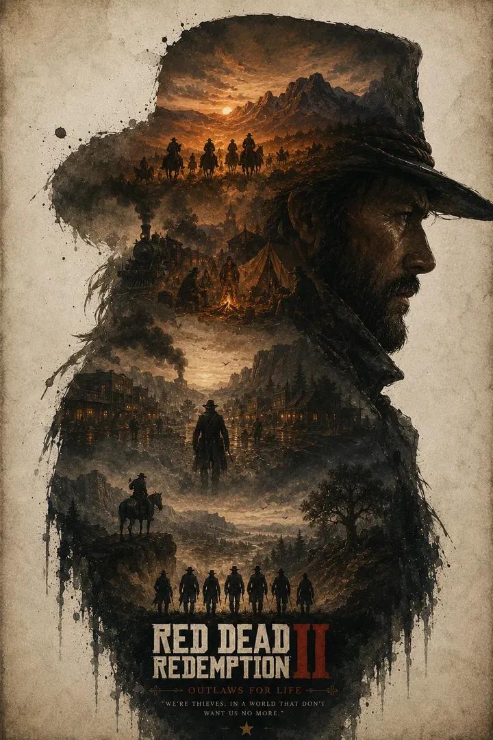 Wild West Double Exposure Poster