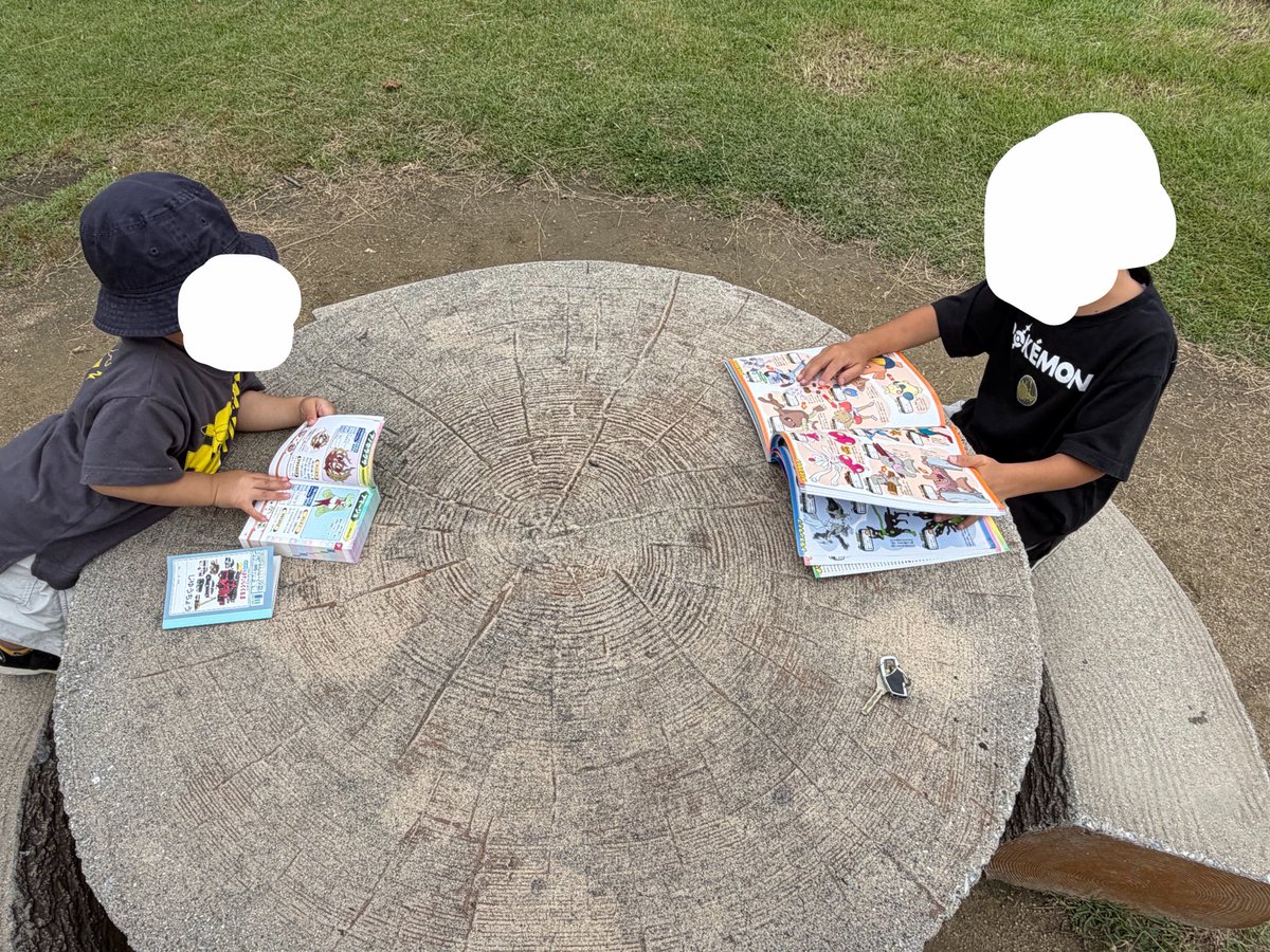 w2_wui's tweet photo. 家帰ってサッカー見たいのに、公園でポケモンの図鑑を見たいマンが2人いるため帰れず。 https://t.co/vjQcGmD8hn
