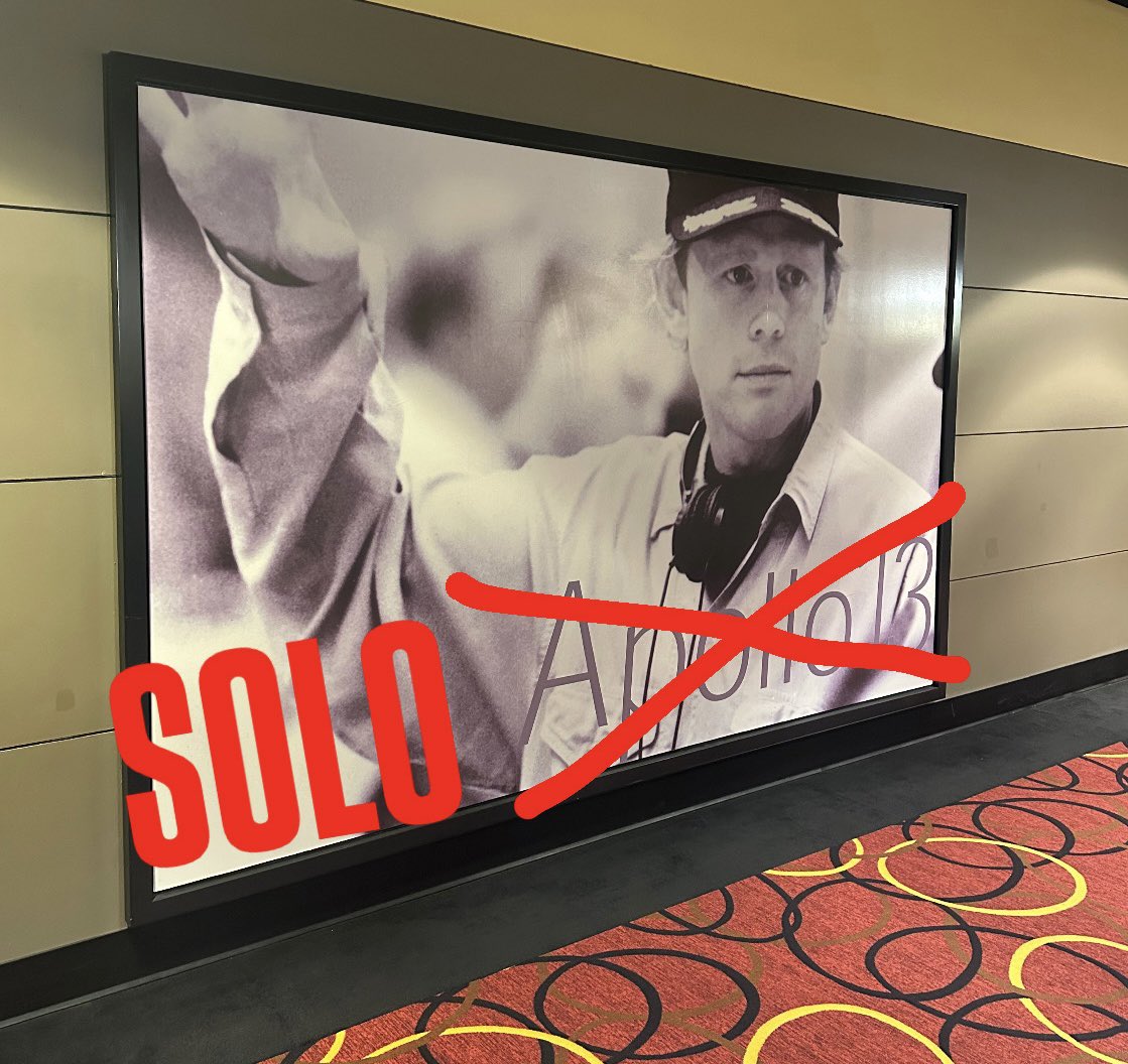 Will_ofTheForce's tweet photo. Trying out a different AMC near me tonight. Found this giant mural of Solo a Star Wars story director Ron Howard!
Did you know he directed Solo a Star Wars story? Go watch Solo a Star Wars story. #MakeSolo2Happen https://t.co/YEkTeNNJ4K