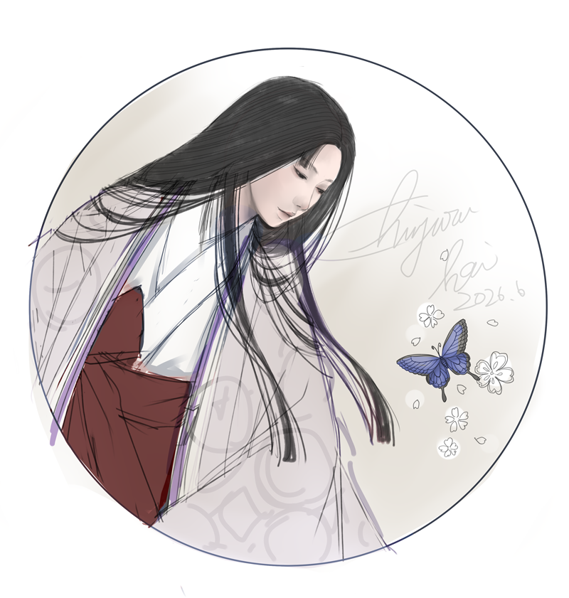 forest_f3's tweet photo. 蝶愛づる

納涼美人画　扇子展2026用のラフ

#美人画 https://t.co/b8InptEbaQ