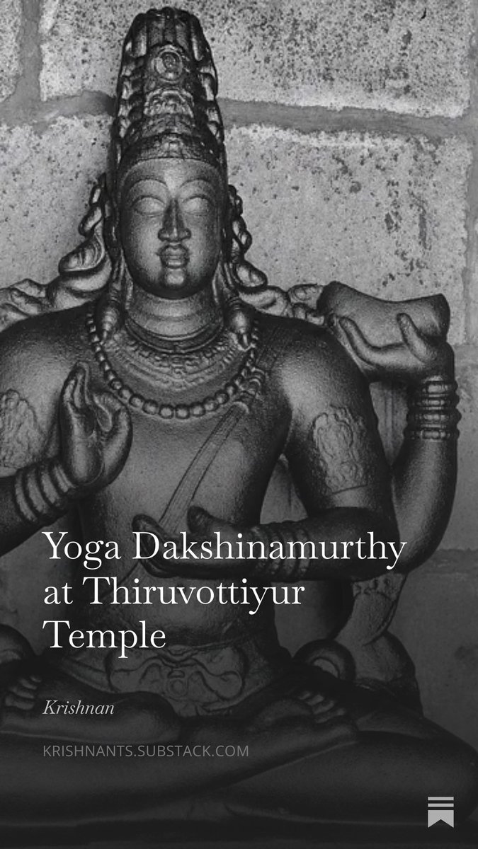 tskrishnan's tweet photo. Yoga Dakshinamurthy at Thiruvottiyur Temple: An exploration of its unique iconography and what it reveals about the influence of medieval Saiva sects such as the Kalamukhas, Kapalikas and Pasupatas in Chola-period Tamil Nadu.

https://t.co/jzoJy2HzTX https://t.co/nAA53cUC4m